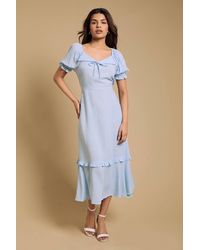 Dorothy Perkins - Petite Lace Trim Collar Detail Midi Dress - Lyst