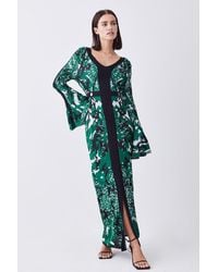 Karen Millen - Petite Slinky Jacquard Full Sleeve Knitted Maxi Dress - Lyst