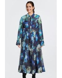 Karen Millen - Plus Size Floral Organdie Long Sleeve Woven Maxi Dress - Lyst