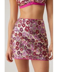Nasty Gal - Floral Sequin Mini Skirt - Lyst
