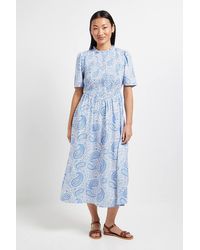 Dorothy Perkins - Petite Paisley Shirred Bodice Drop Waist Midi Dress - Lyst
