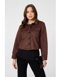 Izabel London - Faux Suede Cropped Boxy Jacket - Lyst