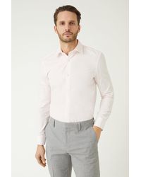 Burton - Pink Tailored Fit Long Sleeve Easy Iron Shirt - Lyst