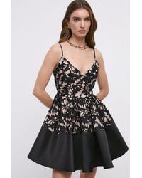 Coast - Lace Twill Mix Full Skirt Midi Dress - Lyst