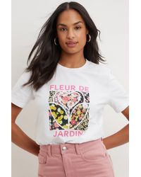 Dorothy Perkins - Floral Print Logo T Shirt - Lyst