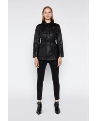 Warehouse - Belted Faux Leather Jacket - Lyst