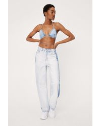 Nasty Gal - Bleached Two Tone Straight Leg Jeans - Lyst