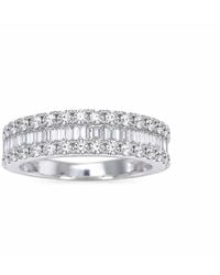 Raina Jewels - 18 Carat Round & Baguette Diamonds Half Eternity Band 0.92 Ct 4.6Mm - Lyst