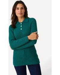 DAMART - Cosy Soft-Knit Long Sleeved Polo Collar Jumper With Jewelled Buttons - Lyst