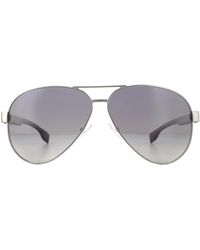 BOSS - Rectangle Matte Dark Ruthenium Grey Gradient Polarized Sunglasses - Lyst