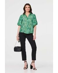 Izabel London - Leaf Print 1/2 Puff Sleeve Blouse - Lyst