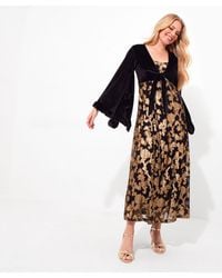 Joe Browns - Petite Velour Kimono Sleeve V- Neck Appliqué Maxi Dress - Lyst