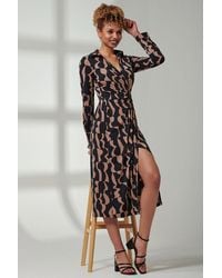Jolie Moi - Becca Long Sleeve Jersey Shirt Dress - Lyst