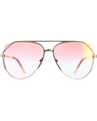 Guess - Aviator Shiny Rose Gold Bordeaux Mirror Gf6071 - Lyst