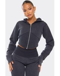 EGO - Long Sleeve Zip Cropped Hoodie - Lyst