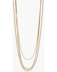Boohoo - Gold Triple Chain Layering Necklaces - Lyst