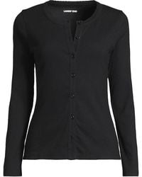 Lands' End - Petite Long Sleeve Micro Rib Buttonfront Top - Lyst
