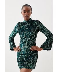 Karen Millen - Petite Sequin Woven T Shirt Dress - Lyst
