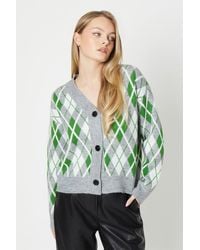 Oasis - Argyle Knitted Cardigan - Lyst