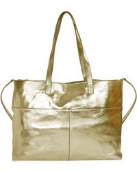Sostter - Gold Horizontal Soft Metallic Leather Tote Bag - Baeyi - Lyst