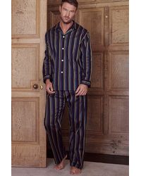 British Boxers - 'regimental' Malachite Cotton Satin Stripe Pyjama Set - Lyst