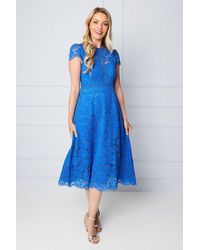 Wallis - Lace Fit & Flare Midi Dress - Lyst