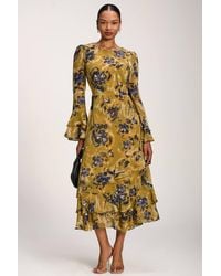 Jolie Moi - Long Sleeve Frill Chiffon Midaxi Dress - Lyst