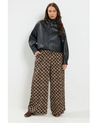 Yours - Checked Wide Leg Trousers - Lyst