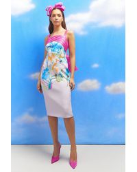 Coast - Lisa Tan Panelled Twill Bodice Ruffle Back Pencil Dress - Lyst