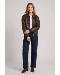 Izabel London - Faux Leather Collared Cropped Jacket - Lyst