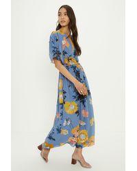 Oasis - Pretty Sequin Floral V Neck Midi Dress - Lyst
