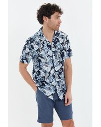 Threadbare - 'romeo' Short Sleeve Tropical Print Revere Collar Cotton Shirt - Lyst