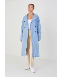 Brave Soul - Double-breasted Longline Trench Coat With Raglan Sleeves - Lyst