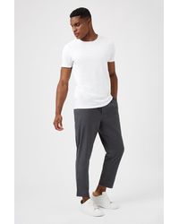 Burton - Tapered Mid Grey Crop Pull On Trousers - Lyst