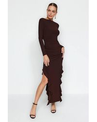 WOVCOR - Maxi Stretch Knit Dress W/ Ruffle Hem - Lyst