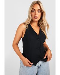 Boohoo - Plus Crepe Tailored Button Waistcoat Top - Lyst
