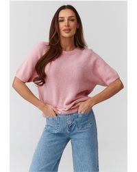Love Lace - Oversized Short Sleeve Sweater Knit - Lyst