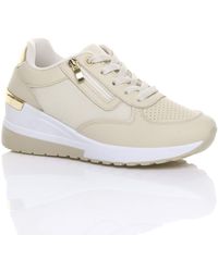 AJVANI - Mid Wedge Heel Lace Up Zip Trainers - Lyst