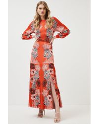 Karen Millen - Mirrored Floral Slinky Jacquard Knit Dress - Lyst
