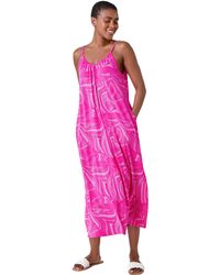Roman - Abstract Stretch Jersey Pocket Midi Dress - Lyst