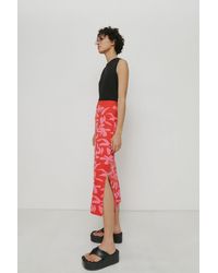 Warehouse - Abstract Floral Jacquard Knit Midi Skirt - Lyst