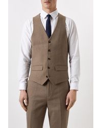 Burton - Slim Neutral Herringbone Tweed Suit Waistcoat - Lyst