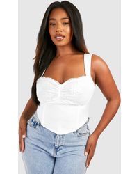 Boohoo - Plus Lace Tie Front Corset Top - Lyst