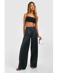 Boohoo - Leather Relaxed Fit Straight Leg Trouser - Lyst