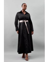 Karen Millen - Plus Size Cotton Maxi Woven Shirt Dress - Lyst