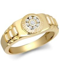Jewelco London - 9ct Gold Cz Fluted Bezel Watch Strap Cluster Baby Pinky Ring - Jbr033 - Lyst