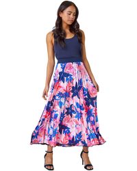 Roman - Petite Pleated Floral Midi Skirt - Lyst
