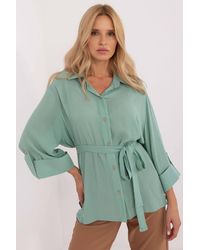 Love Lace - Casual Cotton Button Down Shirt With Tie Belt - Lyst