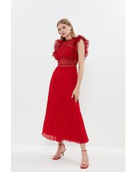 Coast - Crochet Panelled Lace Bodice Pleat Dress - Lyst