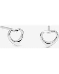Simply Silver - Sterling Plated Open Heart Stud Earrings - Lyst